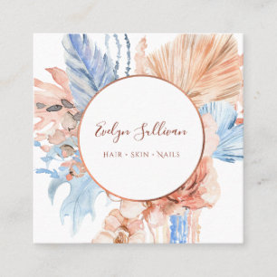 Peach and blue bouquet business card