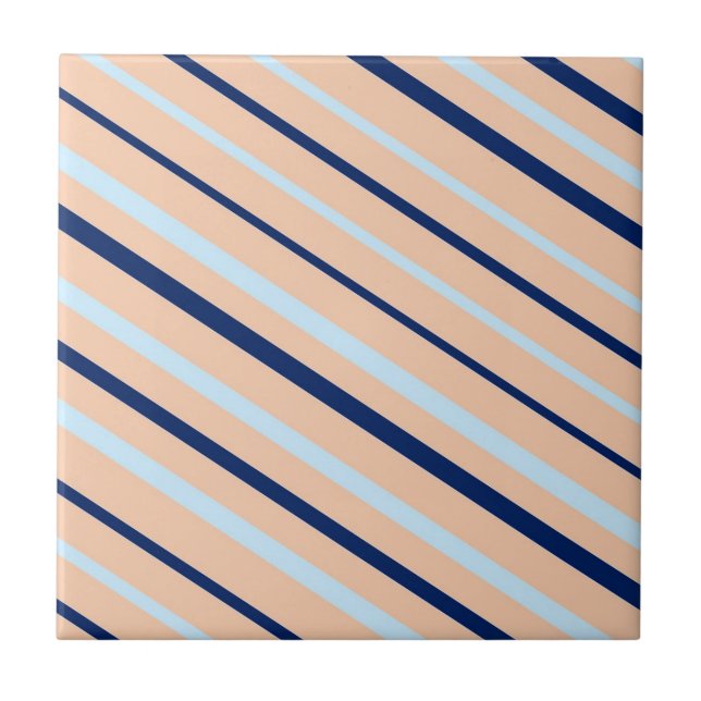 Peach and Blue Diagonal Striped Tile (Front)