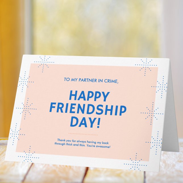 Peach and Blue Dot Pattern Friendship Day Greeting Card (Creator Uploaded)