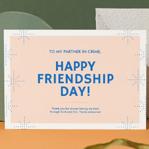 Peach and Blue Dot Pattern Friendship Day Holiday Postcard