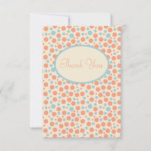 Peach and Blue Dot Thank You Card