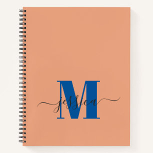 Peach and Blue Personalized Monogram Notebook