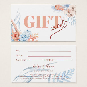 Peach and blue tropical gift card