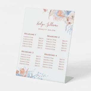 Peach and blue tropical price list pedestal sign