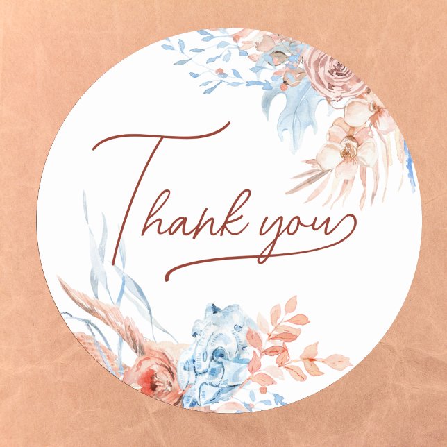 Peach and blue tropical thank you sticker (Creator Uploaded)