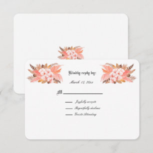 Peach and Brown Pampas Grass Wedding RSVP Card