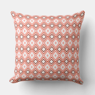 Peach And Coral Patterned Throw Pillow