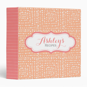 Peach and Coral Pink Dot Pattern Girly Binder