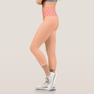 Peach and Cranberry Chevron Capri Leggings
