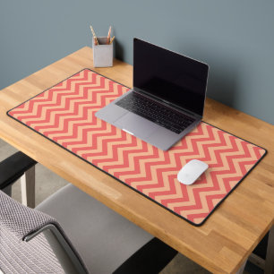 Peach and Cranberry Chevron Desk Mat