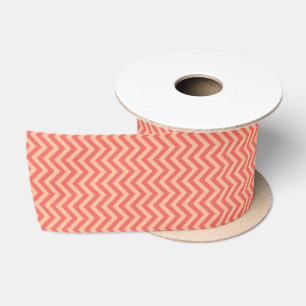 Peach and Cranberry Chevron Satin Ribbon