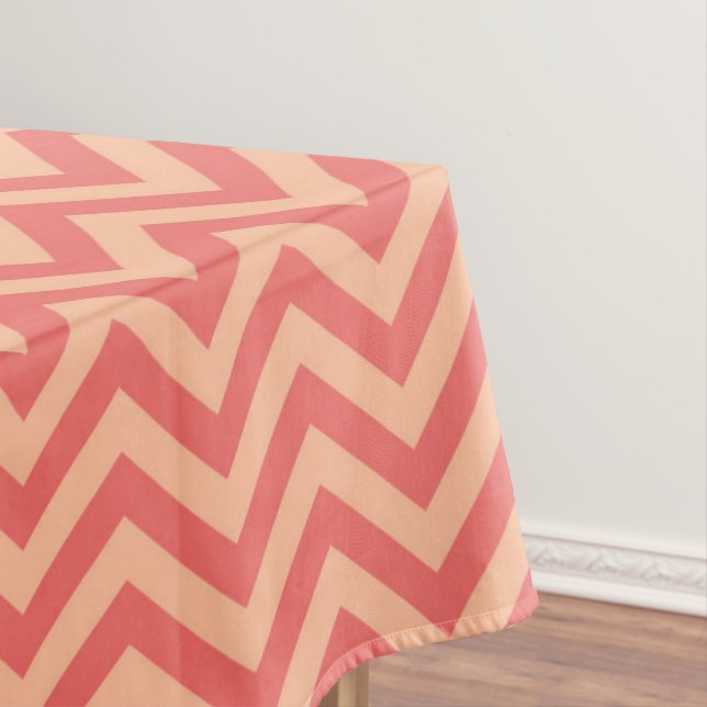 Peach and Cranberry Chevron Tablecloth (In Situ)