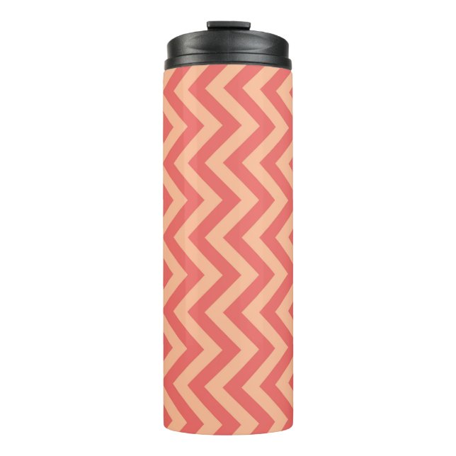 Peach and Cranberry Chevron Thermal Tumbler (Front)