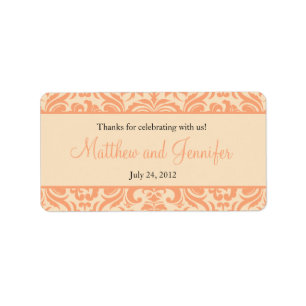 Peach and Cream Damask Wedding Favour Labels