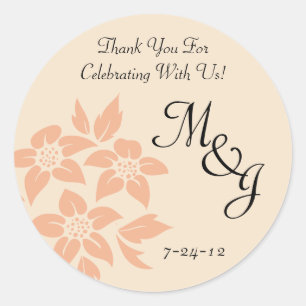 Peach and Cream Damask Wedding Favour Labels