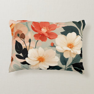 Peach and Cream floral blossoms Accent Pillow