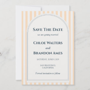 Peach and Cream Striped Wedding Save The Date