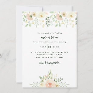 Peach and cream watercolor leaf + foliage wedding