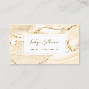 peach and gold agate business card