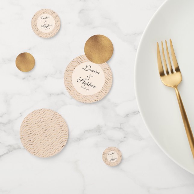 Peach and Gold Chevron pattern Confetti (Group)