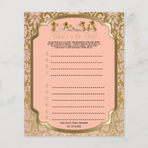 Peach and Gold Damask Teddy Bears - Game Flyer