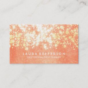 Peach and Gold Faux Foil Confetti Business Card