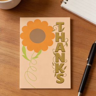 Peach and Gold Flower Gratitude Card