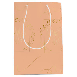 Peach and Gold Glitter Gift Bag -