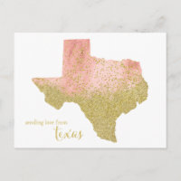 Peach and Gold Glitter Sending Love From Texas
