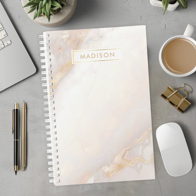 Peach and Gold Marble Personalized Name Custom Planner (Creator Uploaded)