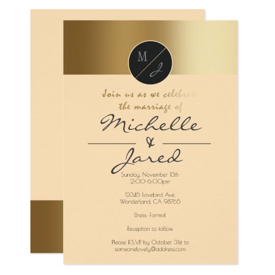 Peach and Gold Monogram Card