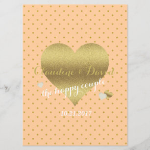 Peach And Gold Polka Dot Ceremony Wedding  Program