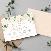 Peach and Gold White Rose Wedding Bridal Shower
