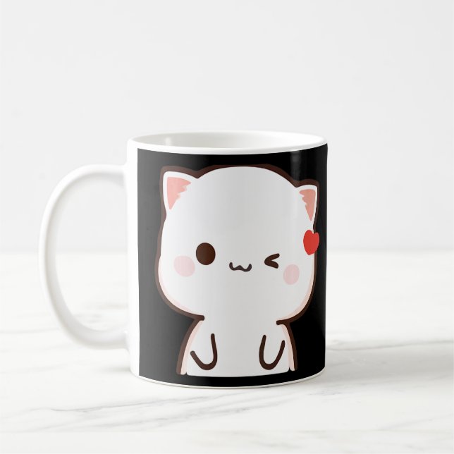 Peach And Goma Mochi Cat  Coffee Mug (Left)