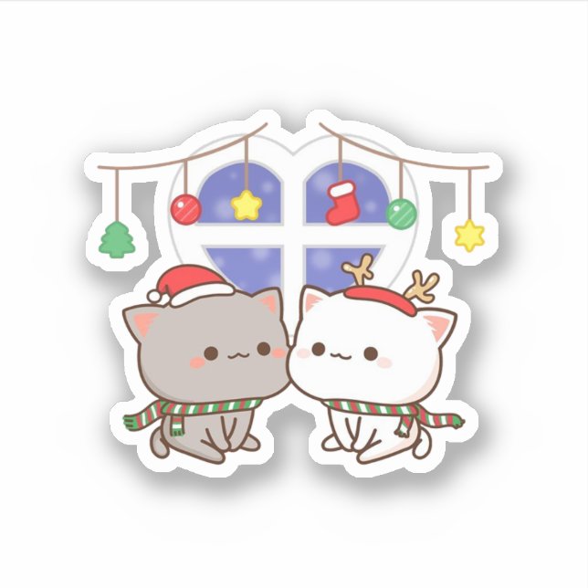 Peach And Goma Mochi Cat, Merry Christmas (Front)
