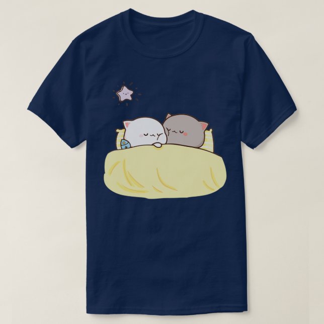 Peach and Goma Mochi Cat Sleeping  T-Shirt (Design Front)