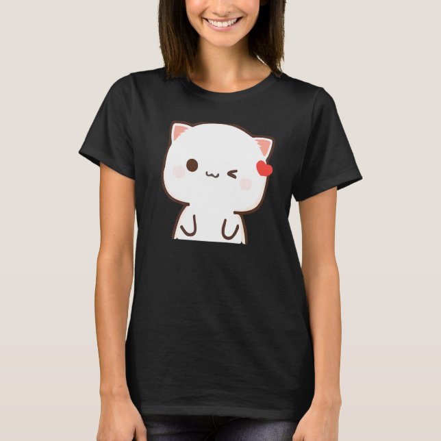 Peach And Goma Mochi Cat T-Shirt (Front)