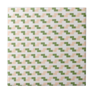 Peach and green ceramic tile