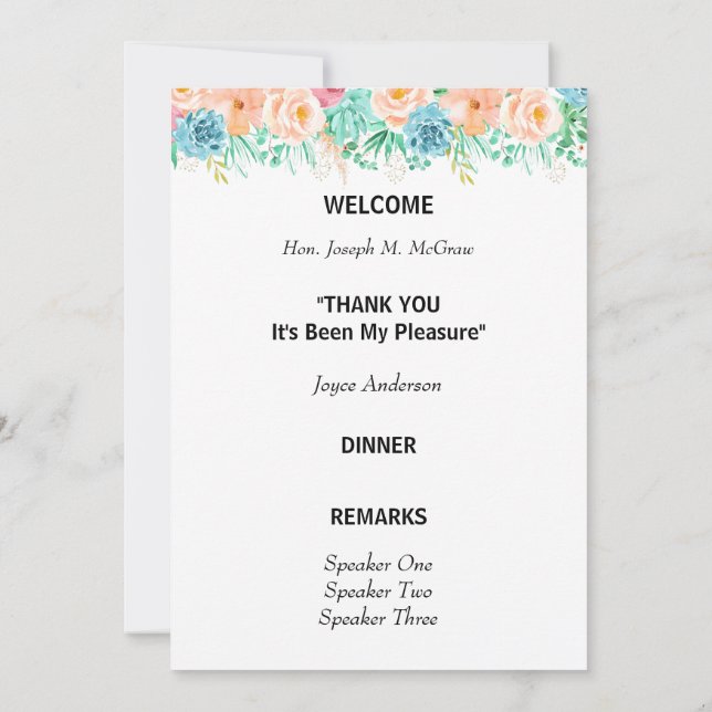 Peach and Green Floral Retirement Program (Back)