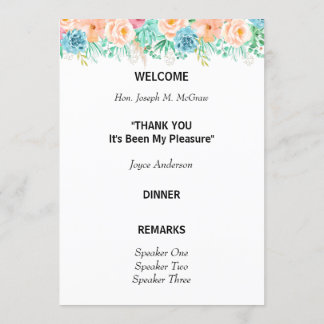 Peach and Green Floral Retirement Program