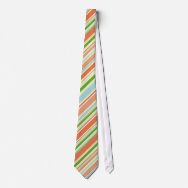 Peach and Green Striped Tie (Front)