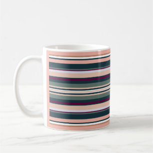 Peach and Green Stripes Coffee Mug