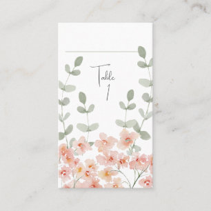 Peach and Green Watercolor Floral Place Card