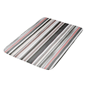 Peach and Grey Abstract Stripes Bath Mat