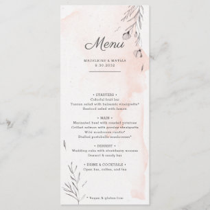 Peach and grey botanical romantique menu mariage