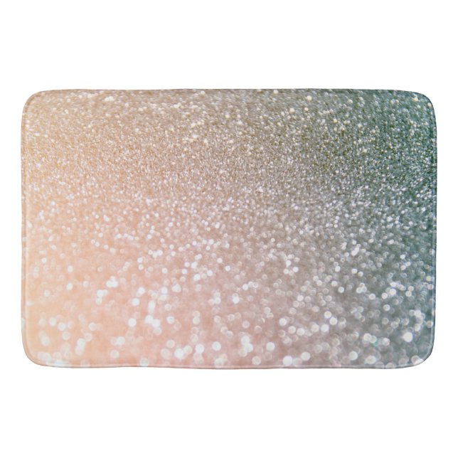 Peach and Grey Sparkle Glamour Glitter Bath Mat (Front)