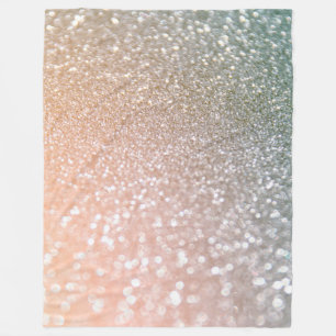 Peach and Grey Sparkle Glamour Glitter Fleece Blanket