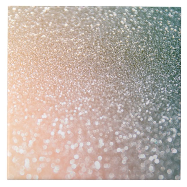 Peach and Grey Sparkle Glamour Glitter Tile (Front)