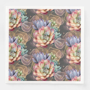 Peach and Grey Succulents Napkin
