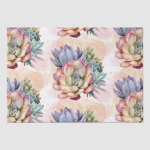 Peach and Grey Succulents Tissue Paper